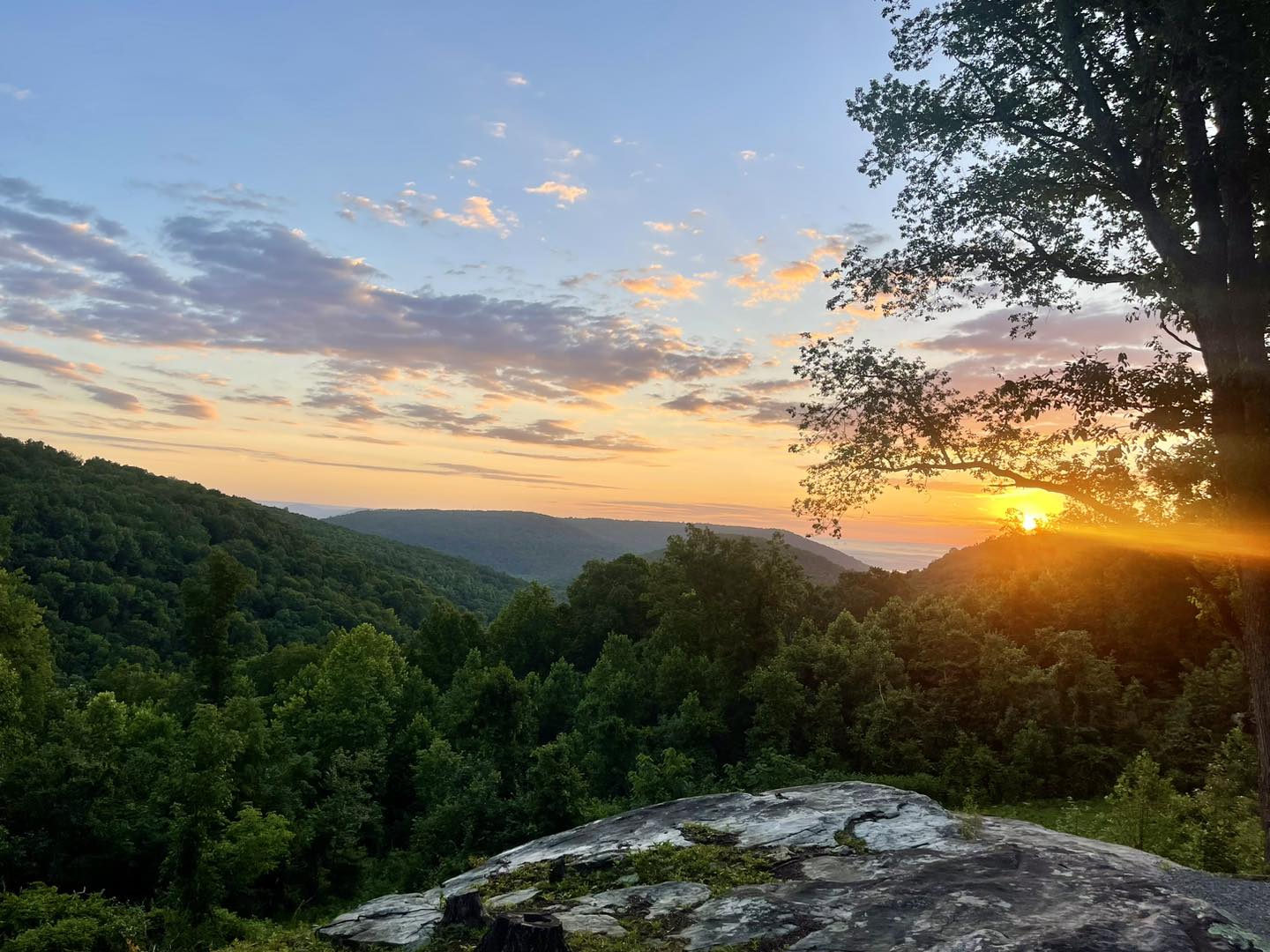 Mountain view with sunset